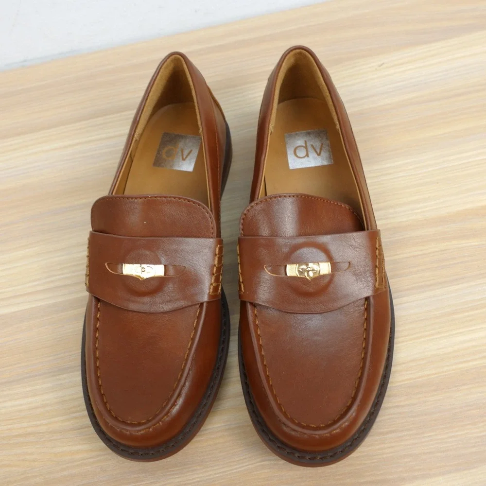 Penny Loafers Womens Shoes 6 Brown Retro Preppy Academia Whiskey DV Dolce Vita